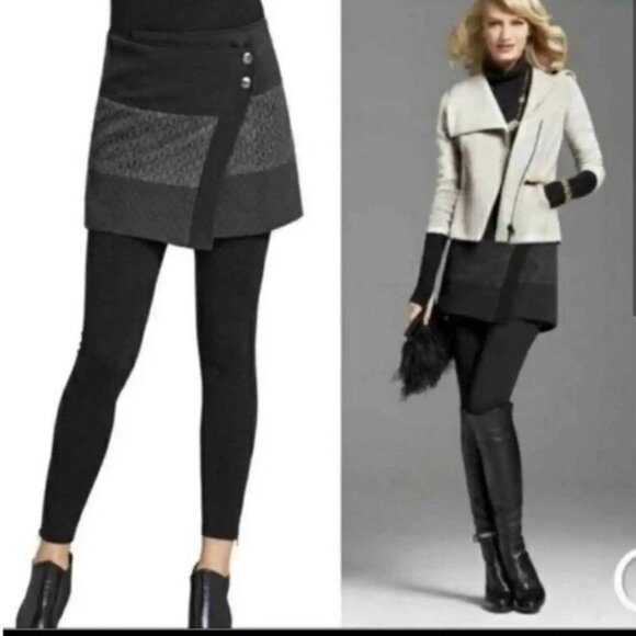 CABI Black Tiered Asymmetric Textured Wrap Mini Skirt Modern Structured Tiered M - Picture 14 of 14